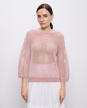Peserico Розовый ажурный джемпер с льном A99083F079106B