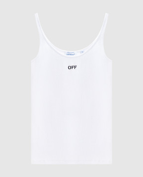 Off-White Білий топ в рубчик з логотипом 2AD072C99JER002
