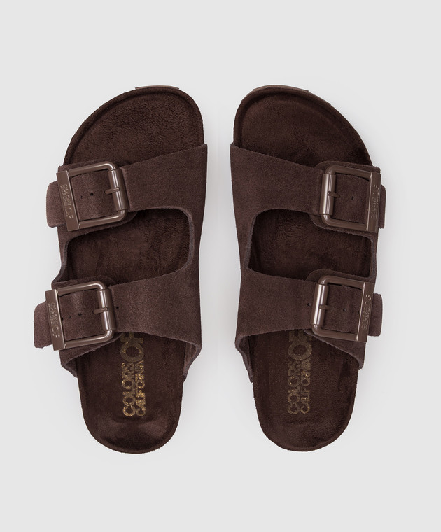 Colors of California Коричневі замшеві шльопанці SLOFI з гравіюванням логотипа HCBIO56N зображення 4