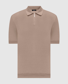 Stefano Ricci Коричневе поло із шовку з вишивкою монограми логотипа K616215P31F26101