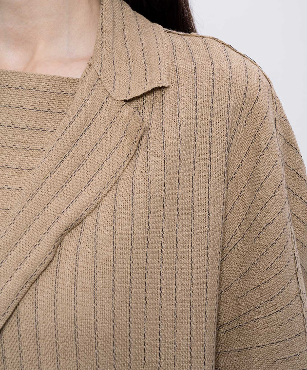 BOBOUTIC Коричневий кардиган із шовку та льону 5027 зображення 5