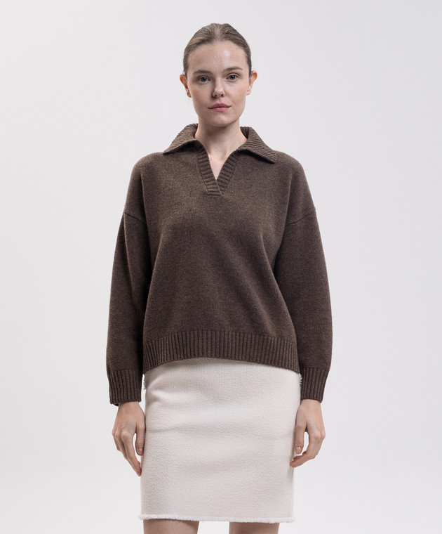 Max Mara Weekend Коричневий пуловер AGRE з вовни WKDAGRE зображення 3