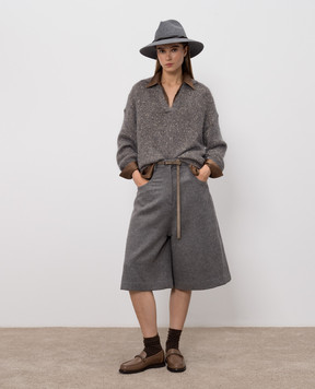 Brunello Cucinelli Сірий пуловер з вовною альпаки MMS579705P