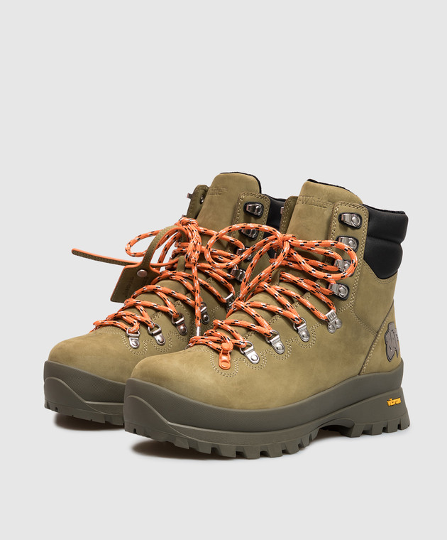 Off-White Черевики Hiking з нубука кольору хакі OF05929320 зображення 2