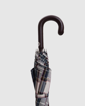 Pasotti Зонтик-трость в клетку с гравировкой логотипа OMITUO142COTONE