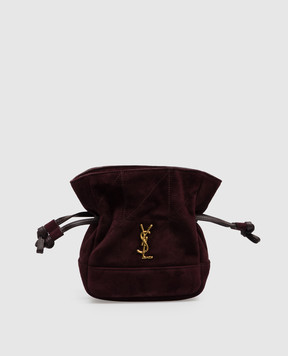 Saint Laurent Бордовая замшевая сумка-кисет JAMIE A002M9AAGN6