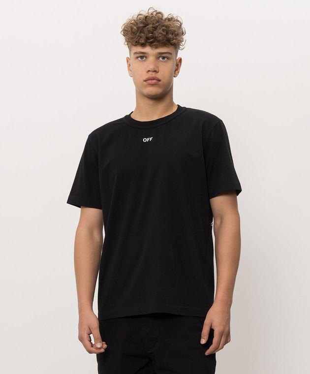 Off-White Чорна футболка з принтом Industrial half Arrow 44MAA16MF26J002 зображення 2