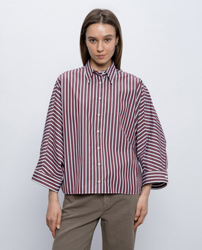 Brunello Cucinelli Коричневая рубашка в полоску MH749MX716