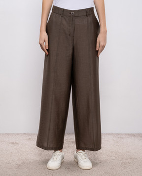 Peserico Коричневые брюки с брендовым патчем A0411201939