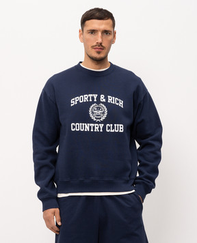Sporty & Rich Синій світшот з принтом логотипа ST09876218BL106