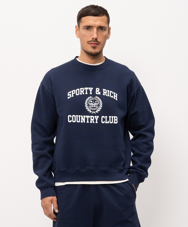 Sporty & Rich Синий свитшот с принтом логотипа ST09876218BL106 изображение 3