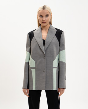 Off-White Сірий жакет з вовни Color Block 2EF12PS26FAB001