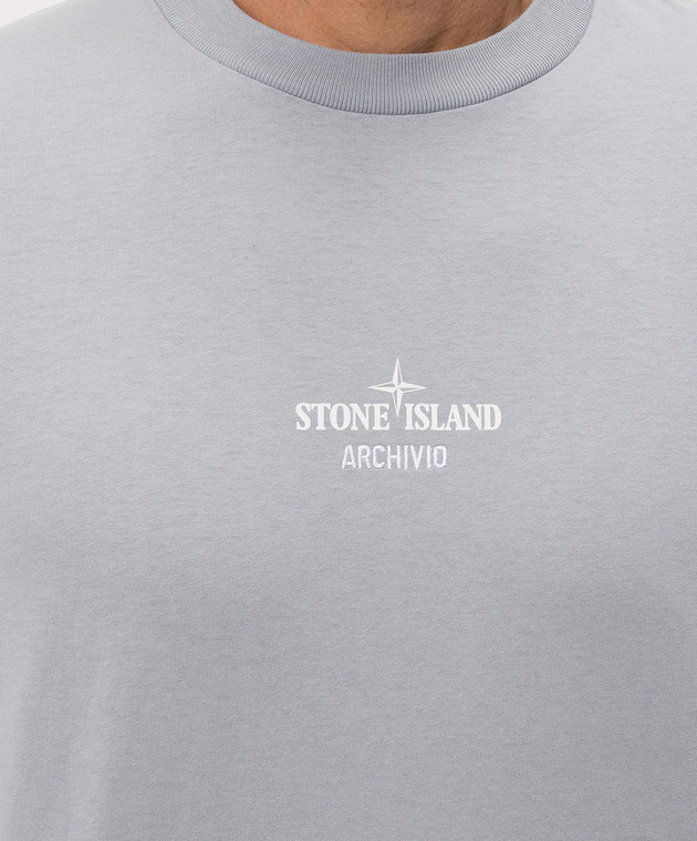 Stone Island Сіра футболка з принтом ARCHIVIO L2S152100033S0091 зображення 5