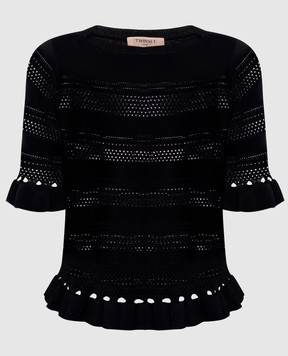 Twinset Чорний ажурний топ з логотипом 261TP3082