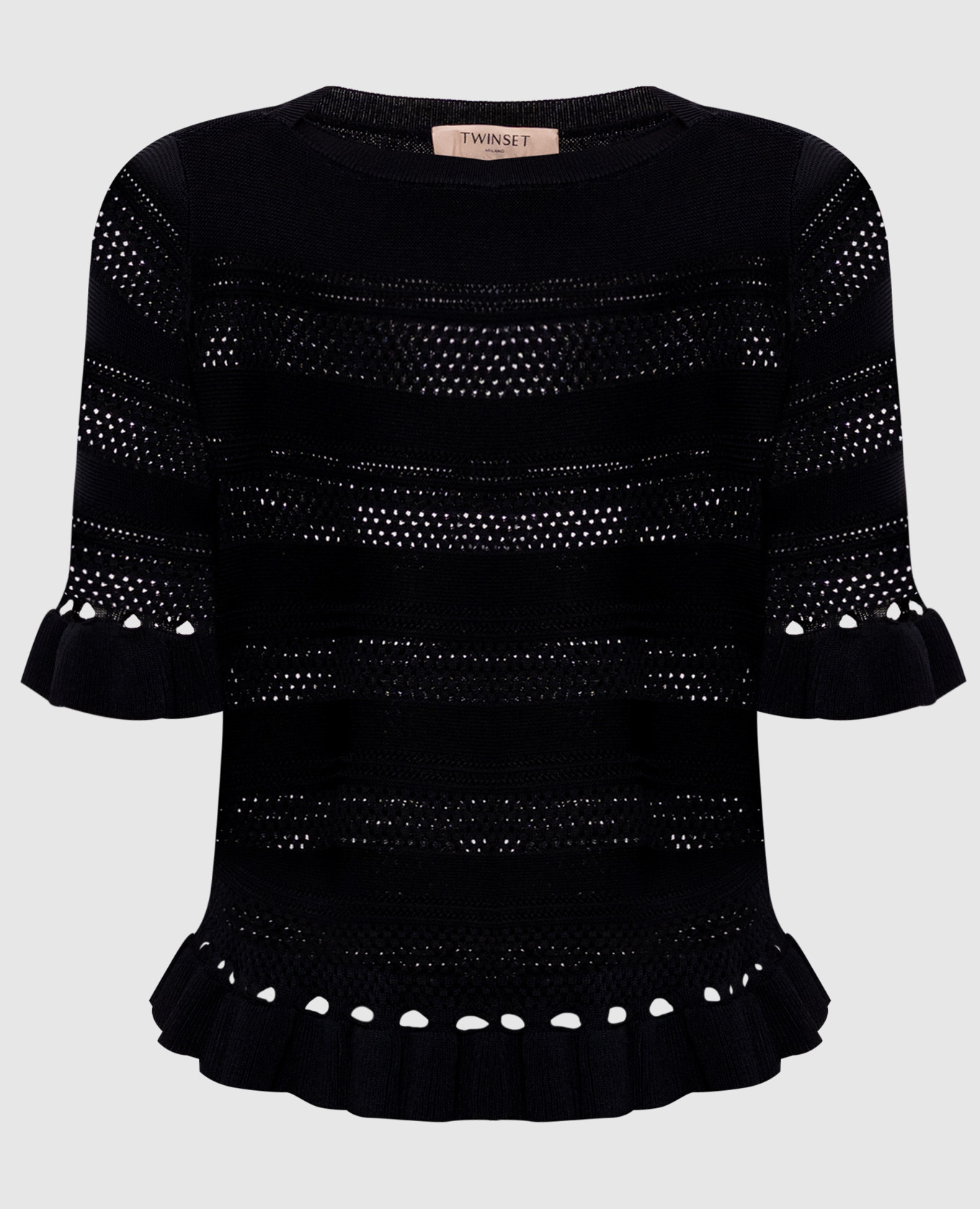 Черный ажурный топ с логотипом