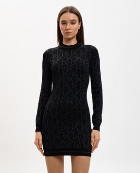 Palm Angels s Чорна сукня міні з люрексом PWHI048R24KNI001