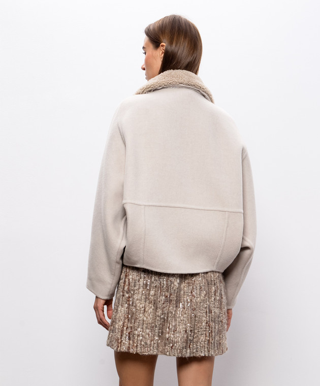 Brunello Cucinelli Куртка цвета айвори из шерсти и кашемира с мехом MD5327555 изображение 4