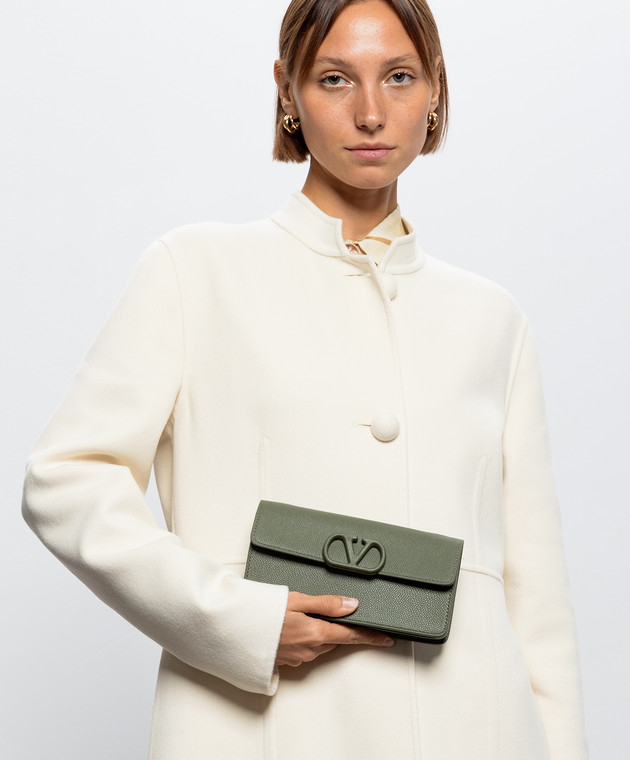 Valentino Зелений шкіряний клатч VLogo Signature 9W2P0BB4BEM зображення 2