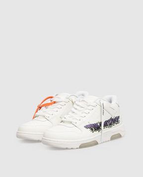 Off-White Белые кожаные кроссовки Out Of Office с принтом OF06003510