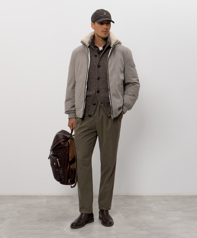 Brunello Cucinelli Бежевая пуховая куртка из шерсти с мехом MM4701606 изображение 2