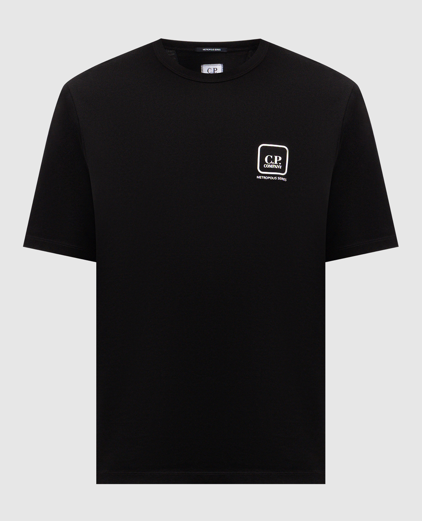 Черная футболка с брендовым принтом Metropolis