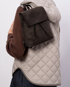 Brunello Cucinelli Коричневый замшевый рюкзак с тиснением логотипа MBDLB2826P