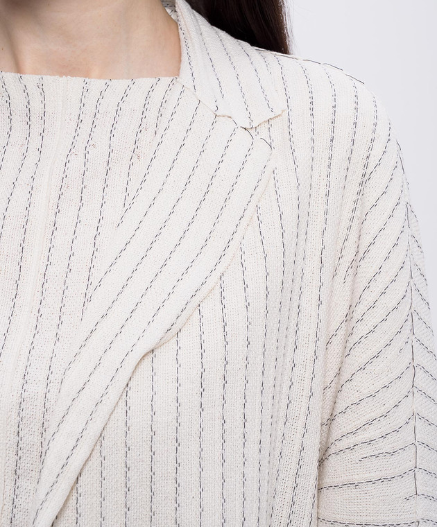 BOBOUTIC Кардиган кольору айворі із шовку та льону 5027 зображення 5