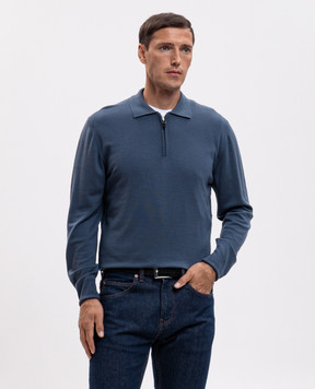 Canali Поло синего цвета из шерсти MK01149C0572