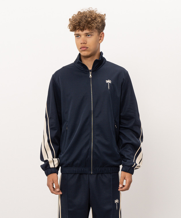 Palm Angels Синя спортивна куртка з брендовою тасьмою PAMBD006FB001 зображення 3
