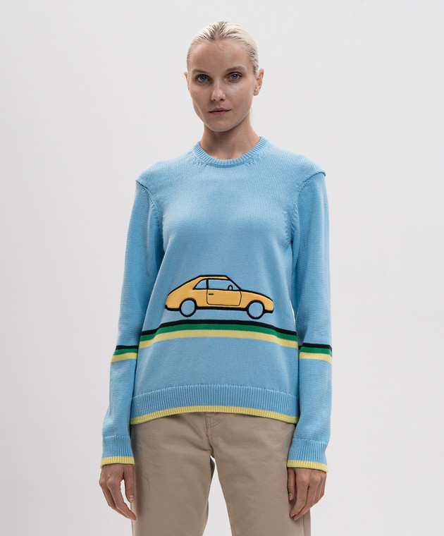 JW Anderson Голубой свитер из хлопка KW1623YN0515 изображение 3