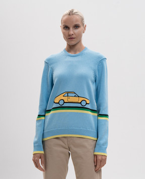 JW Anderson Голубой свитер из хлопка KW1623YN0515