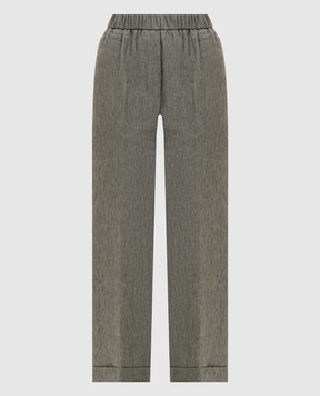 Peserico Серые брюки из льна с отворотами P0430102629