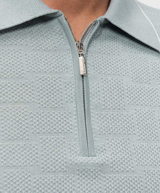 Castangia dal 1850 Зелене поло з шовком у візерунок NCCA08MCE26 зображення 5