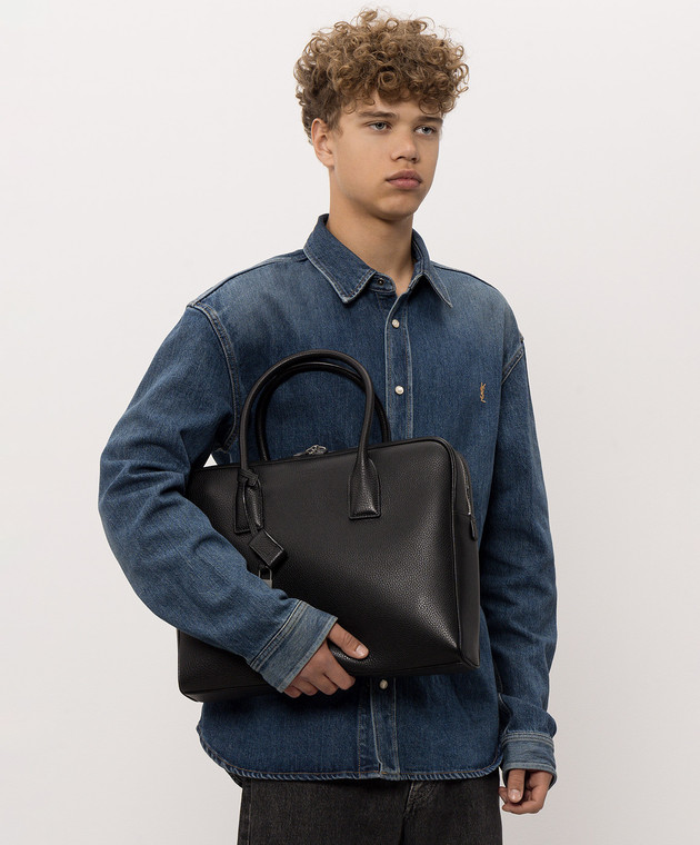 Saint Laurent Чорний шкіряний портфель A003Z0AAGAD зображення 2