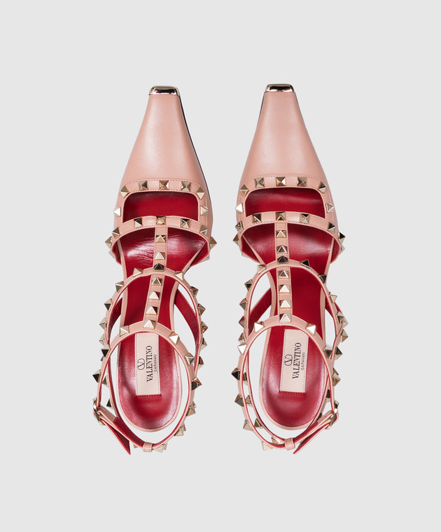 Valentino Рожеві шкіряні босоніжки Rockstud 9W2S0PV4WZD зображення 4