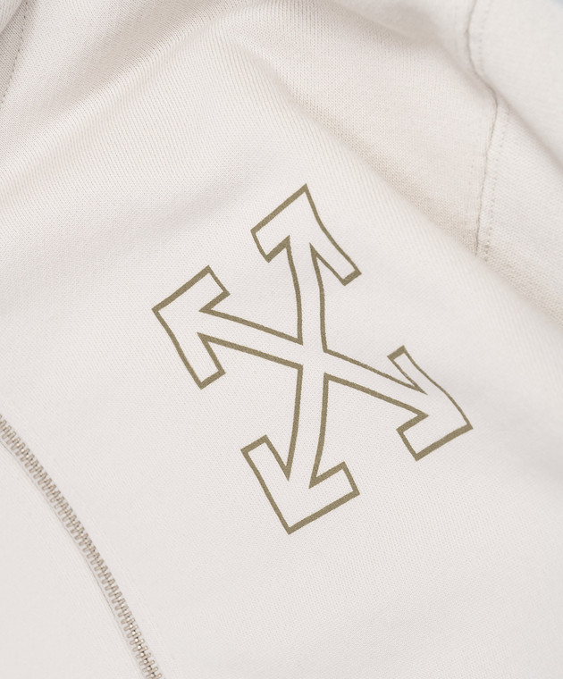 Off-White Дитяча бежева спортивна куртка з принтом емблеми 44BBE005S26F001 зображення 3