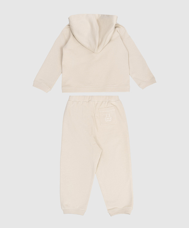 Brunello Cucinelli Дитячий бежевий спортивний костюм з вишивкою монограми логотипа BD824MT02S зображення 2