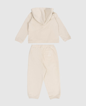 Brunello Cucinelli Дитячий бежевий спортивний костюм з вишивкою монограми логотипа BD824MT02S