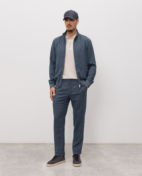 Enrico Mandelli Синие брюки из шерсти, шелка и льна GYM02B6020