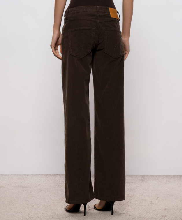 Dondup Коричневые вельветовые брюки Jacklyn Gioie DP427VS0030DBM5W изображение 4