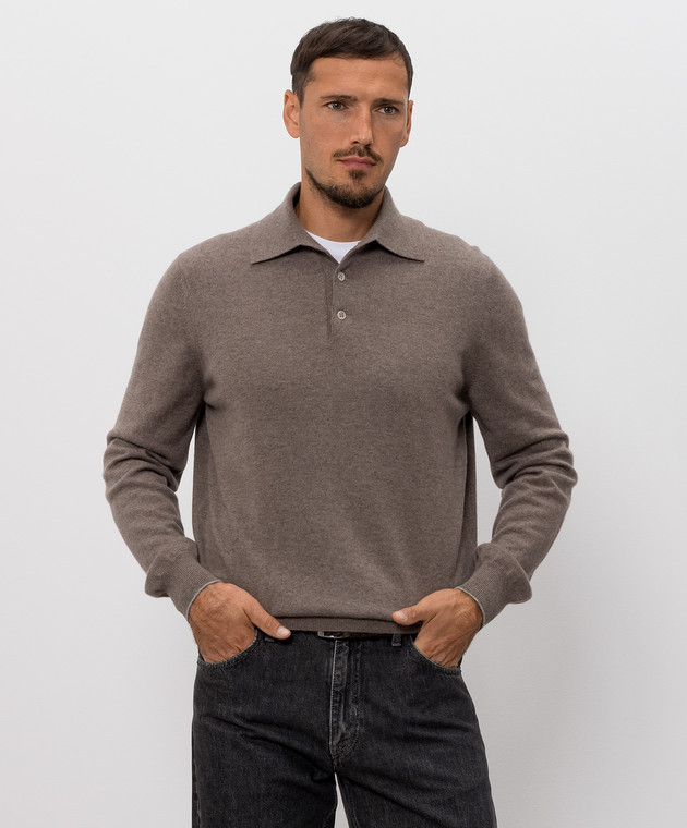 Brunello Cucinelli Поло из кашемира коричневого цвета M2200295 изображение 3