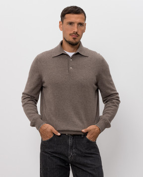Brunello Cucinelli Поло з кашеміру коричневого кольору M2200295