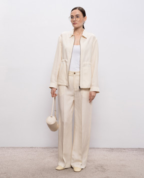 Woolrich Штани кольору айворі з льоном CFWWTR2025FRUT3043