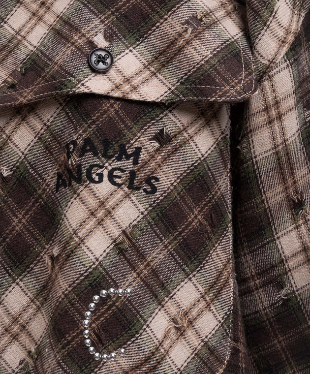 Palm Angels Коричневая рубашка Surfer Dream в клеточку PAMGE005FB002w изображение 5