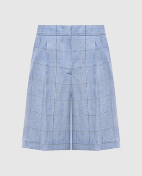 Peserico Блакитні шорти з льону в клітинку A04083Z02638