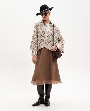 Brunello Cucinelli Коричневая юбка из шелка MP940G3877