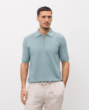 ISAIA Голубое поло из шерсти, шелка и кашемира MG8440Y0537