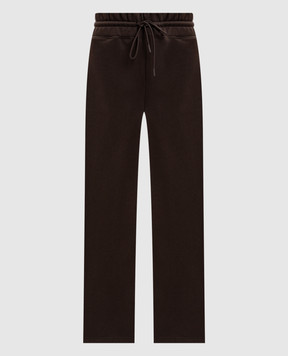 Twinset Коричневые спортивные брюки с фактурным логотипом 262TP272C