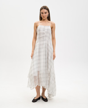 Marc Le Bihan Біла сукня з шовком в клітинку 2176