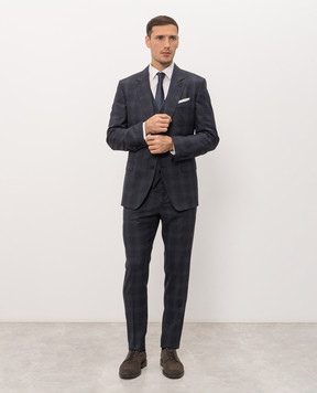 Dolce&Gabbana Синий костюм из шерсти в клетку GK05UTFQ2NO
